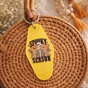 3/$15 Spooky Season Motel Keychain  | Skeleton Checker Retro